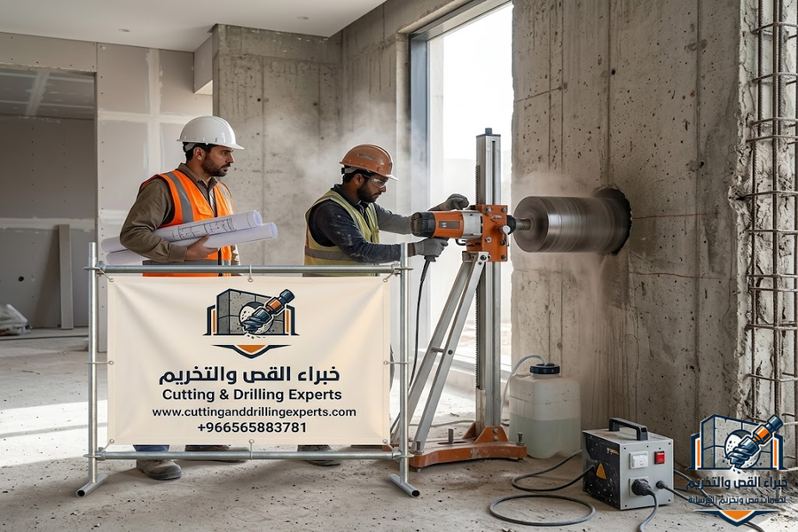 مقاول تخريم خرسانة بجدة بالكور باستخدام أحدث أجهزة الكور الماسي لتنفيذ فتحات دقيقة للخرسانة المسلحة وتمديدات التكييف والكهرباء والسباكة